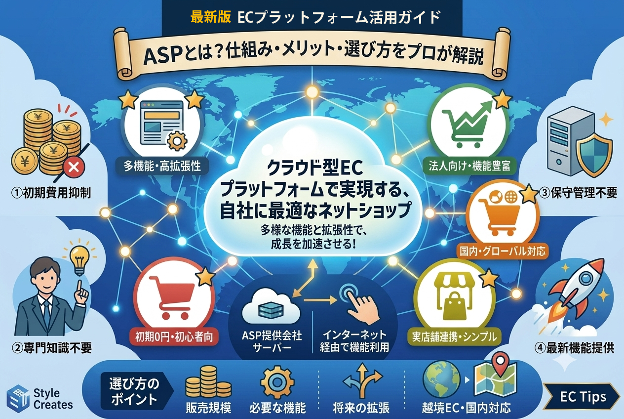 ASPとは?ECサイト構築で利用されるASPカートの仕組み・メリット・選び方を解説